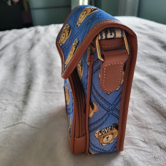Blue and Brown Teddy Bear Crossbody Bag - Picture 3 of 11